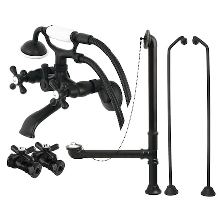 Kingston Brass Clawfoot Tub Faucet Packages, Matte Black, Tub Wall Mount CCK265MBD